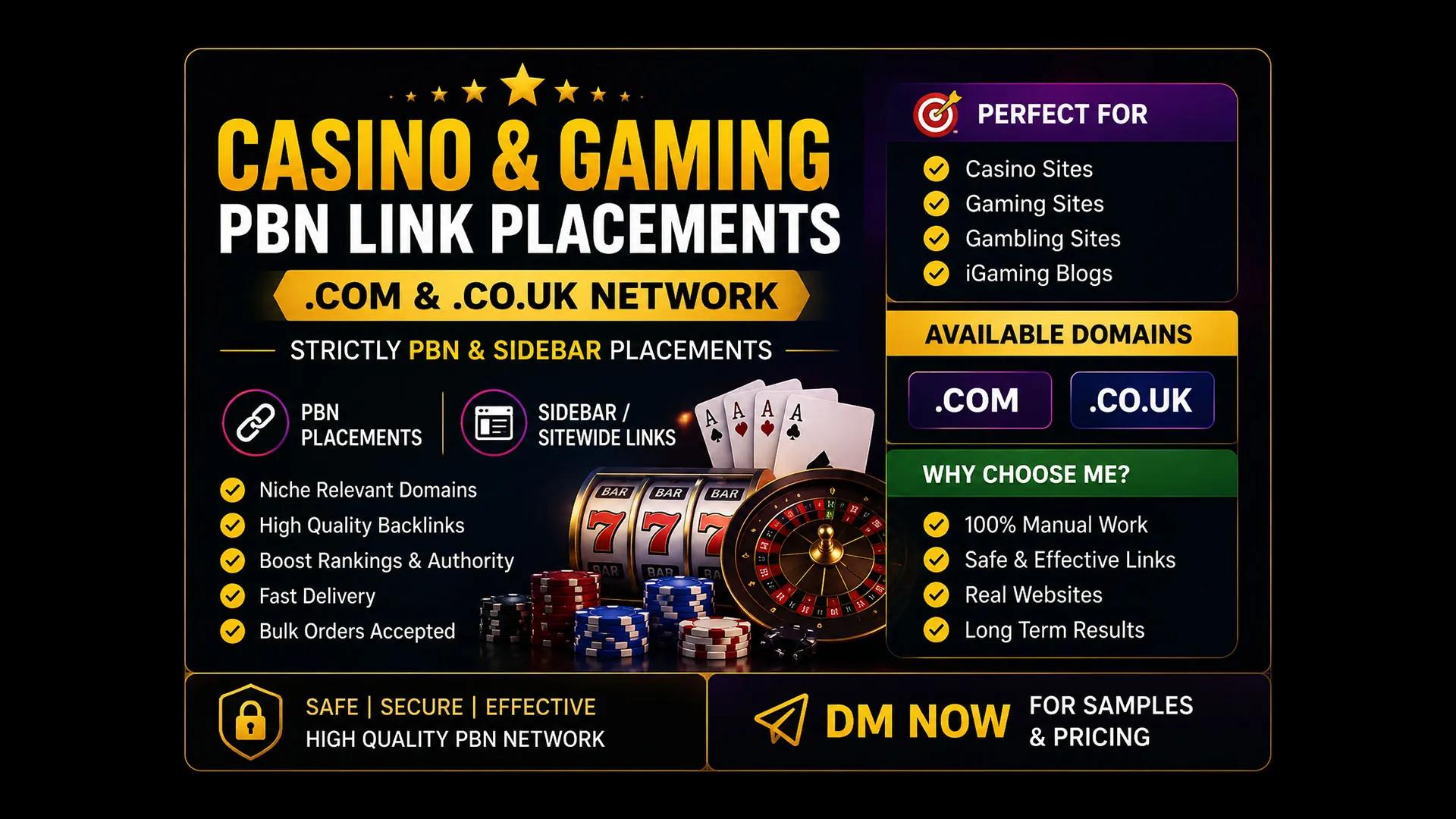I will create casino niche backlinks for SEO ranking