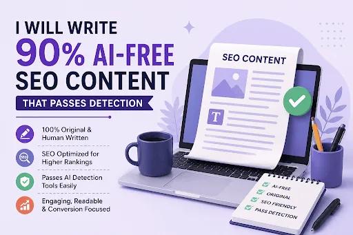 I Will Write 90% AI-Free SEO Content That Passes Detection