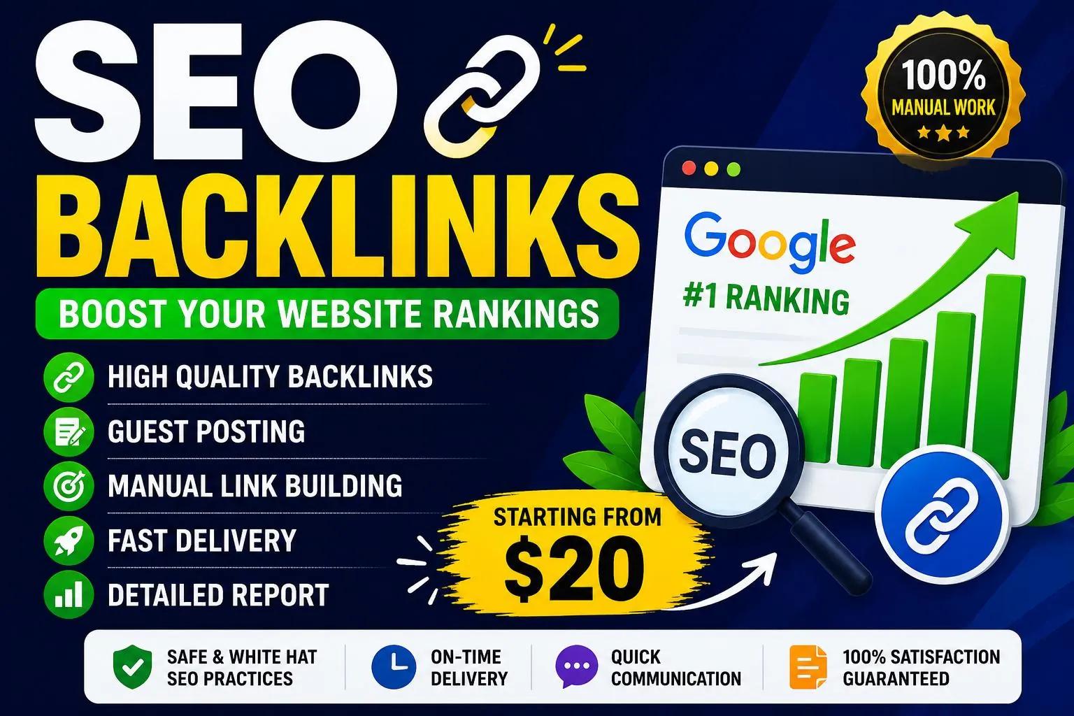 I will provide high quality SEO backlinks and guest posting