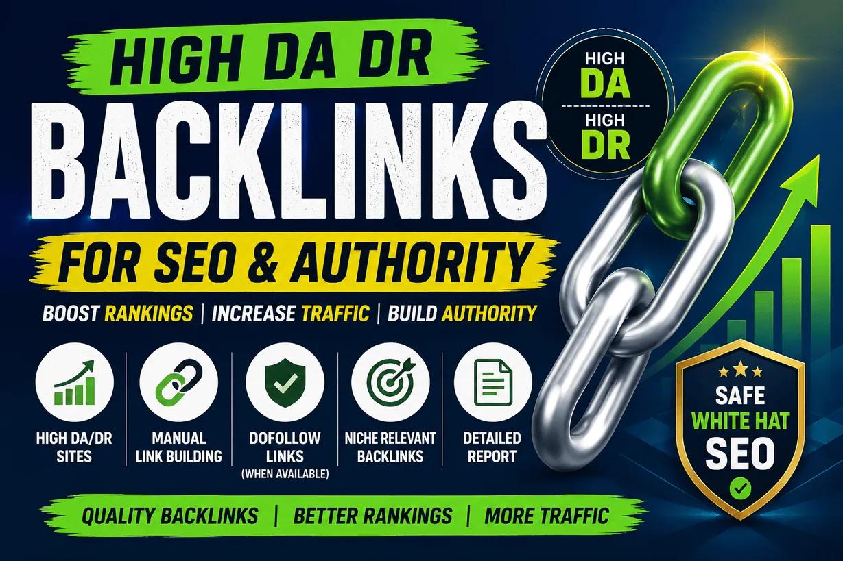 I will build high DA DR backlinks for SEO and website author