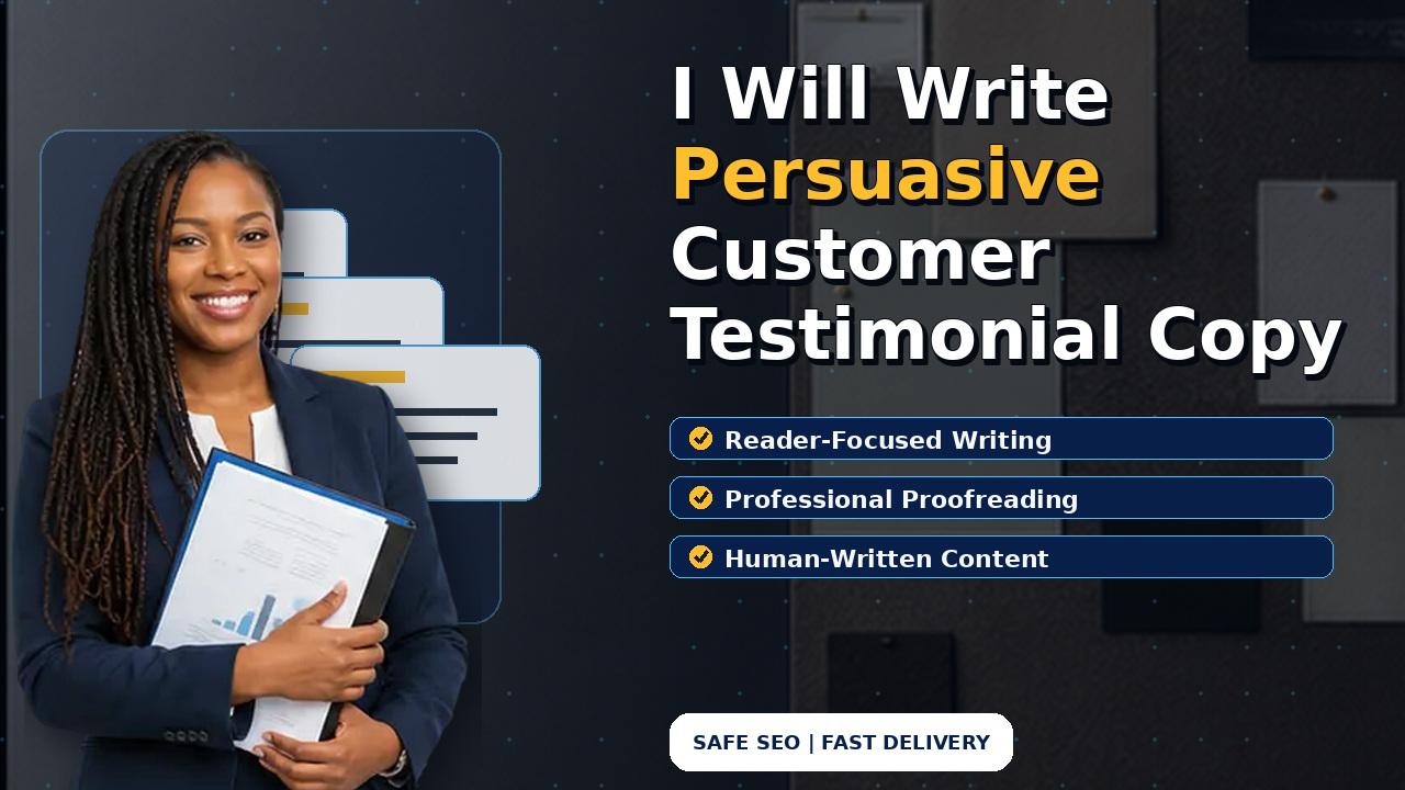I Will Write Persuasive Customer Testimonial Copy