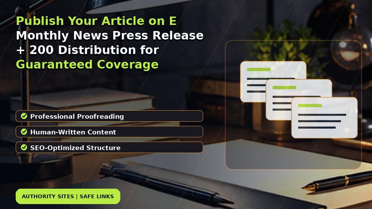 Publish Your Article on E Monthly News Press Release + 200 Distribution for Guaranteed Coverage