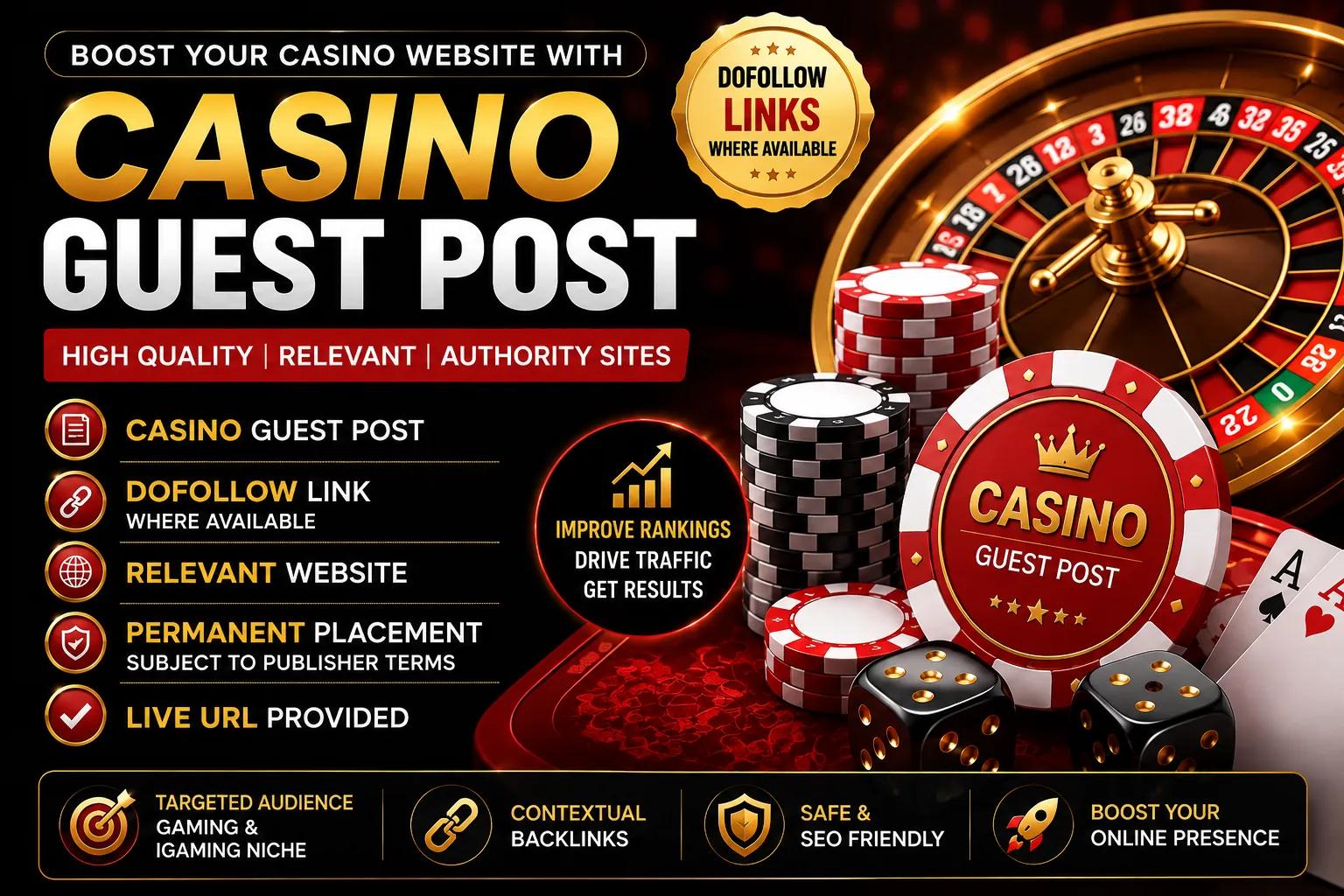 casino guest posts on relevant gaming and iGaming websites.
