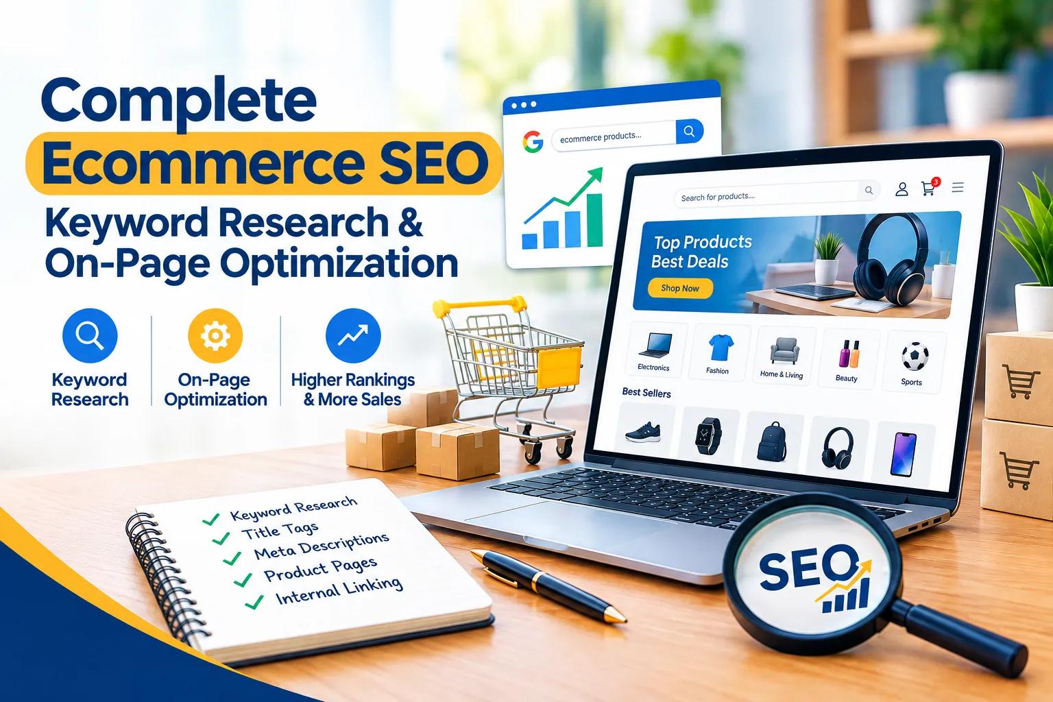 I will do complete ecommerce SEO, keyword research & on-page optimization