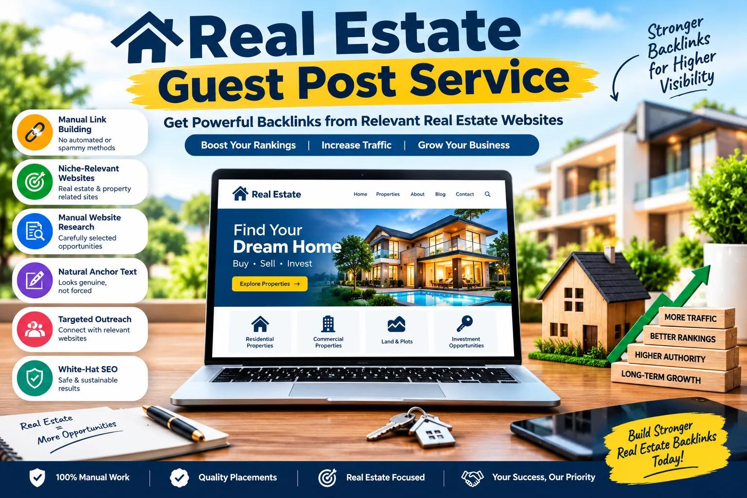 I will build real estate backlinks with manual link building