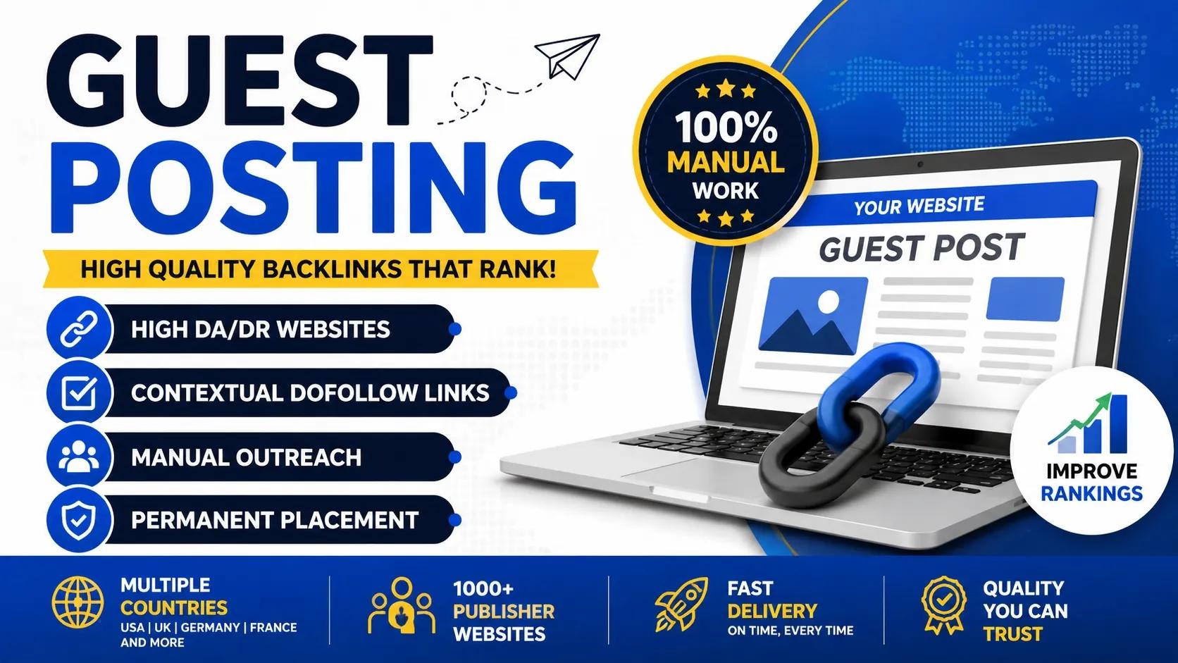 I will provide high quality guest posts and backlinks