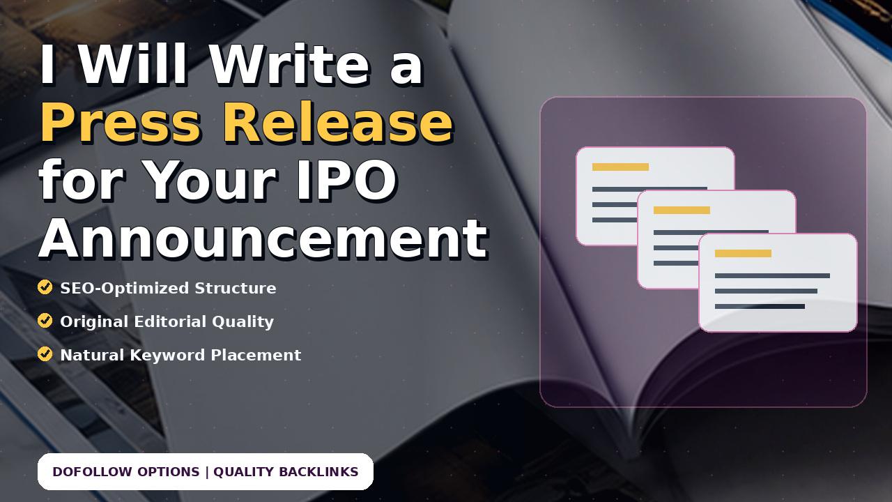 I Will Write a Press Release for Your IPO Announcement
