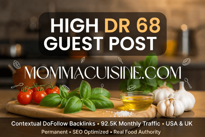 High DR 68 Food Blog Guest Post: Contextual DoFollow Links