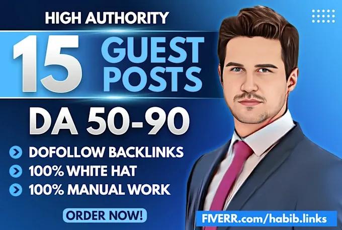 I will do high DA guest posting and white hat SEO backlinks