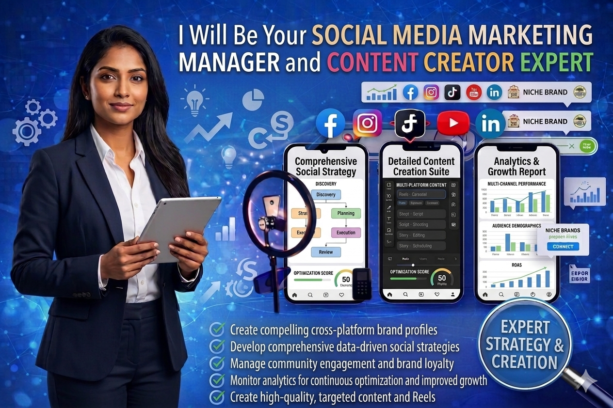 I Will Be Your Social Media Marketing Manager and Content Creator Expert