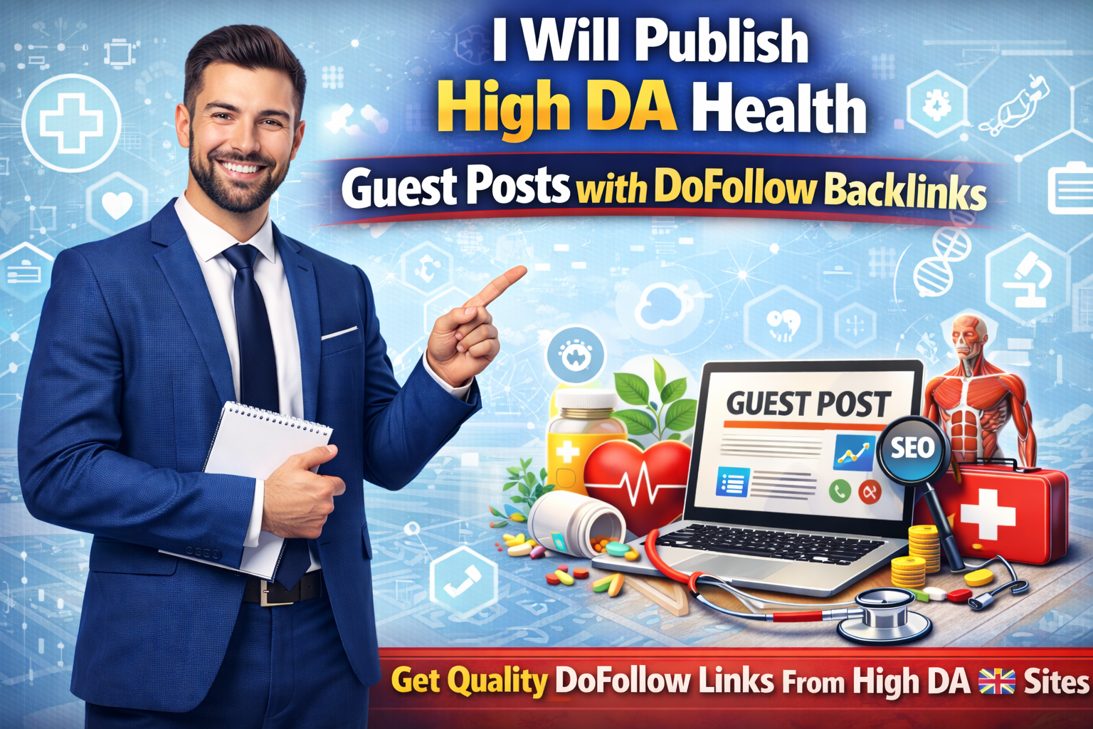 I Will Publish High DA Health Guest Posts with DoFollow Backlinks