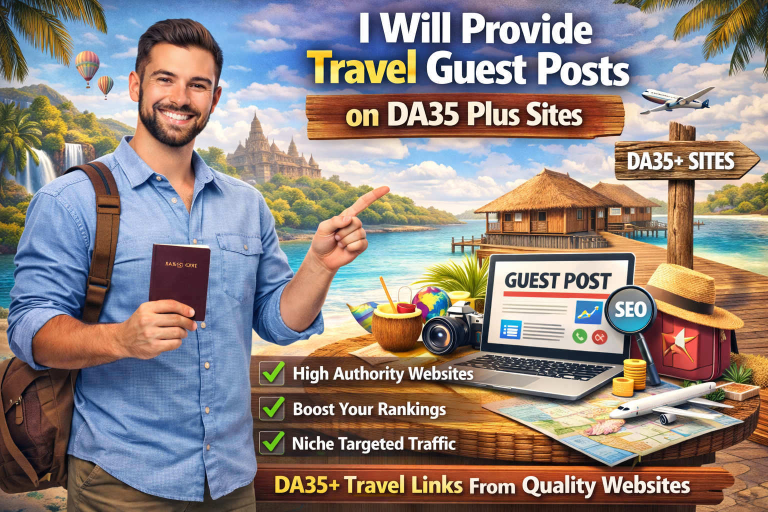 I Will Provide Travel Guest Posts on DA35 Plus Sites