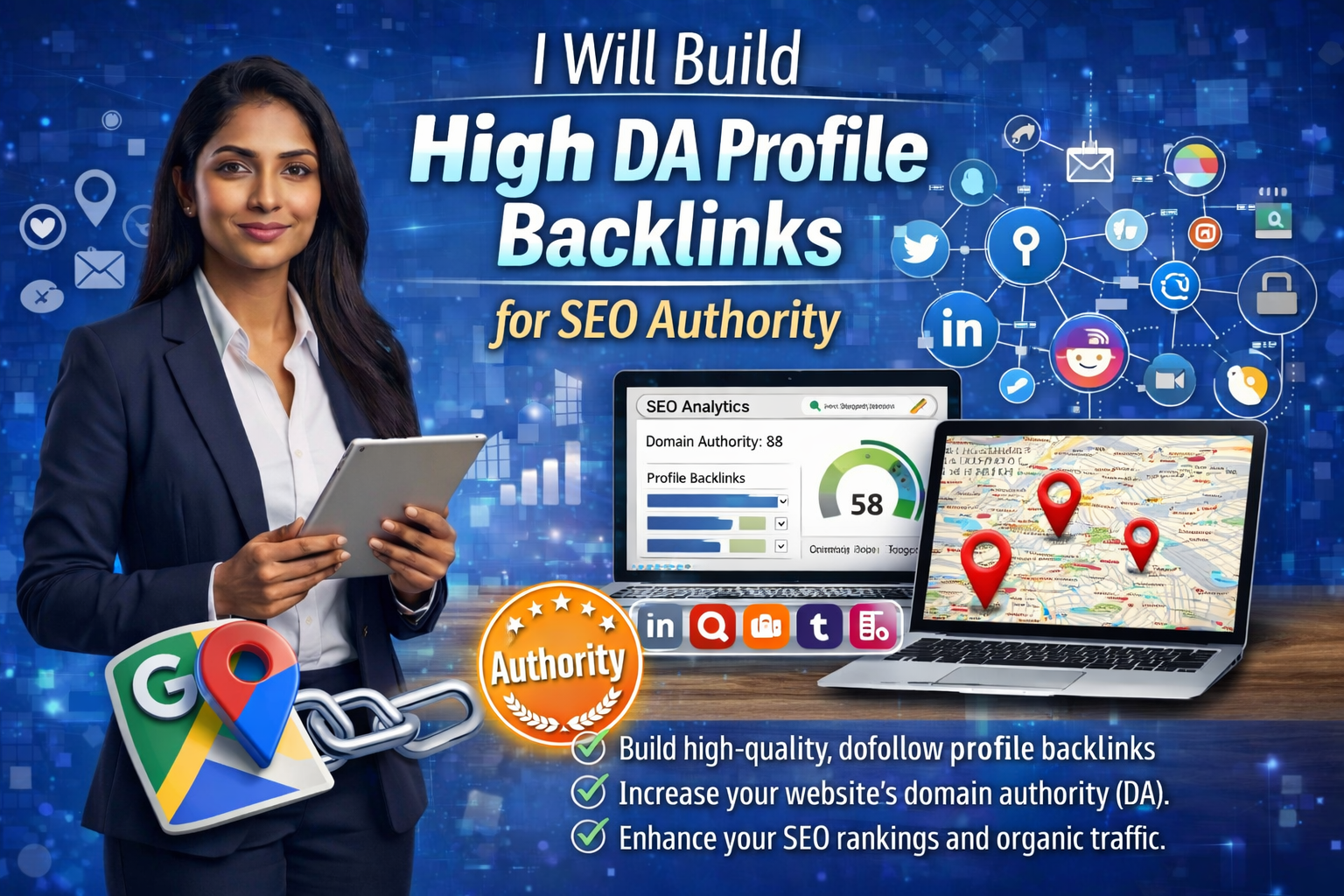 I Will Build High DA Profile Backlinks for SEO Authority
