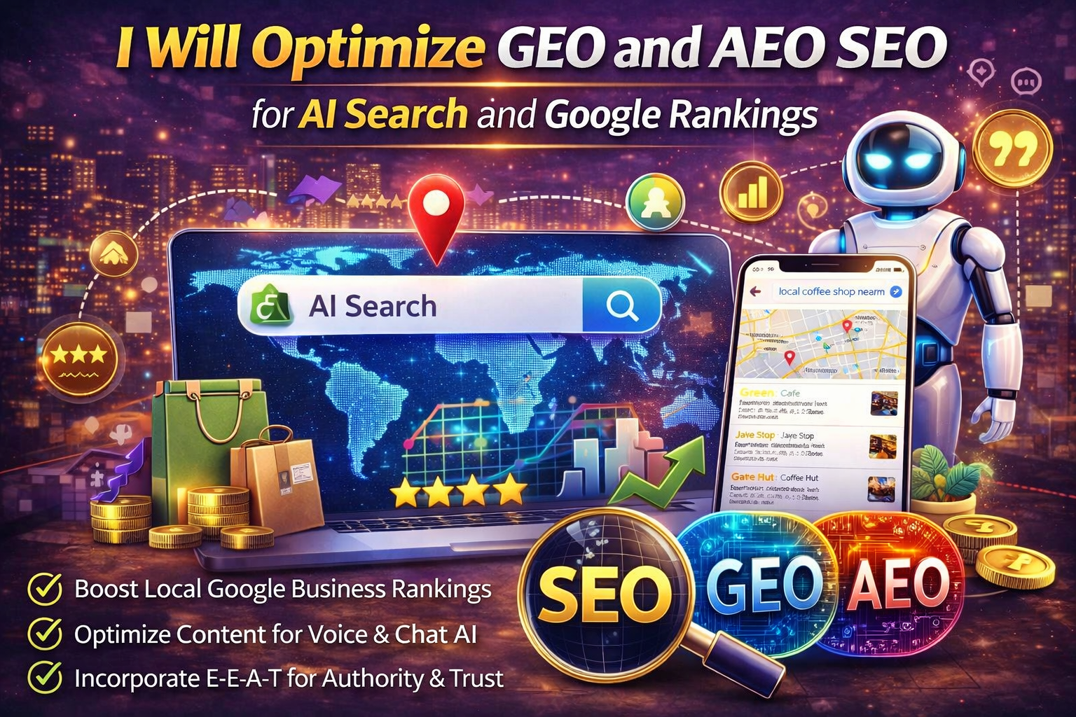 I Will Optimize GEO and AEO SEO for AI Search and Google Rankings