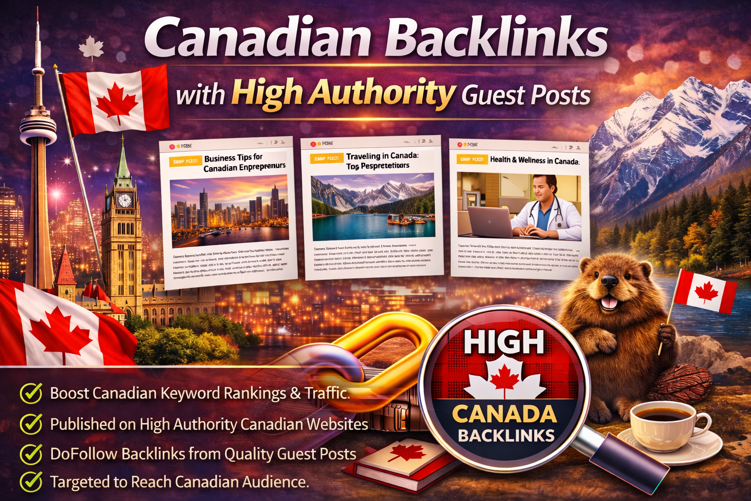 I Will Build Canadian Backlinks with High Authority Guest Posts