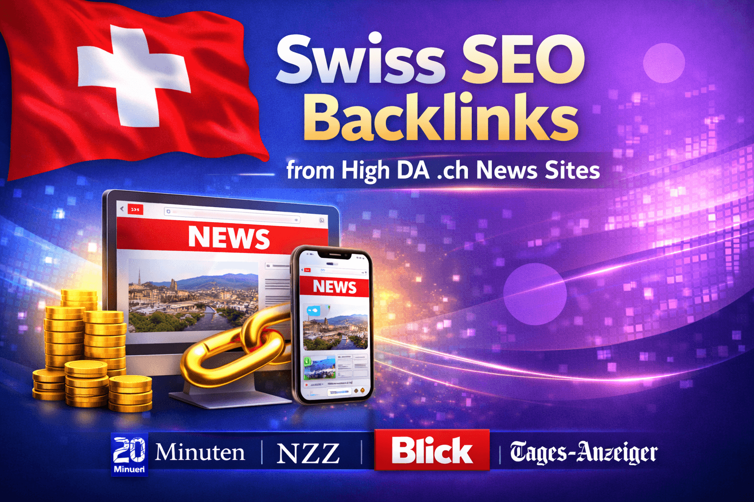 I will build Swiss SEO backlinks from high DA .ch news sites