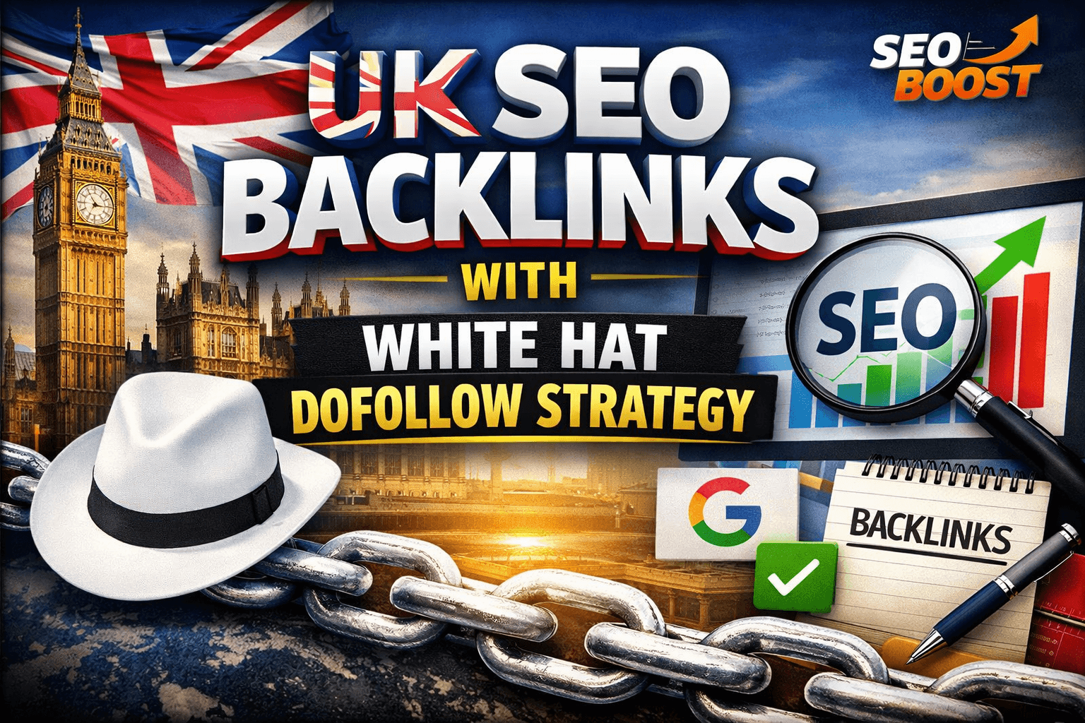 I will build UK SEO backlinks with white hat dofollow strategy