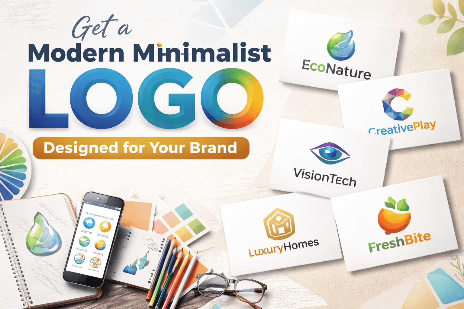 I will design a modern minimalist business logo for your brand