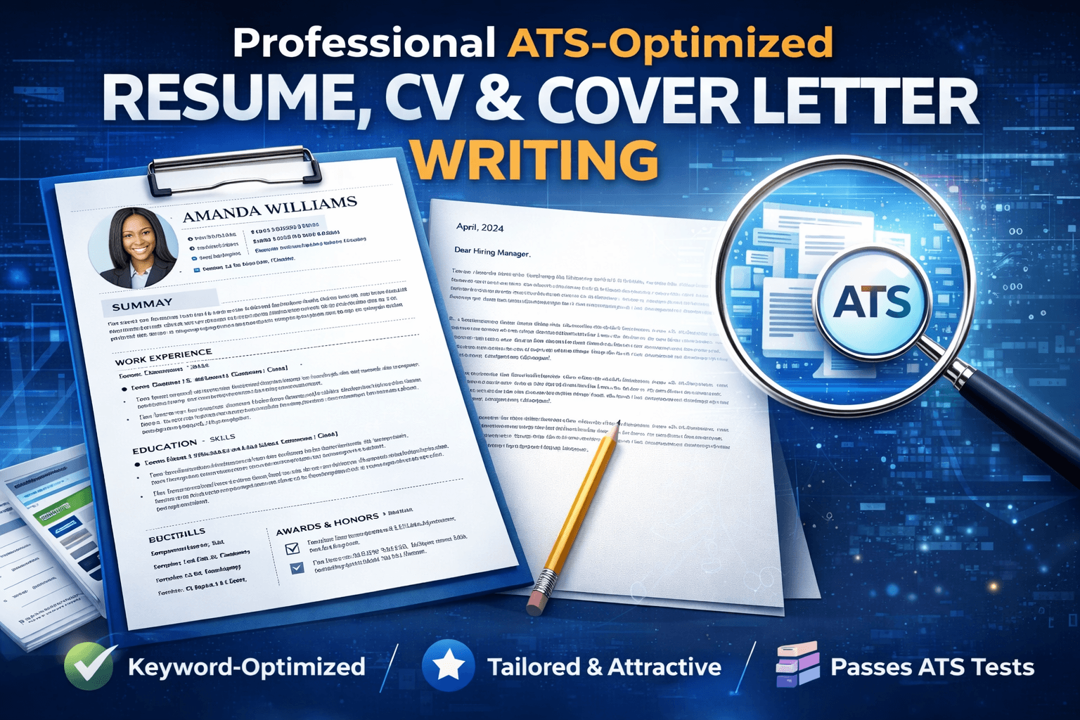 I will write ATS optimized resume CV and job winning cover letter