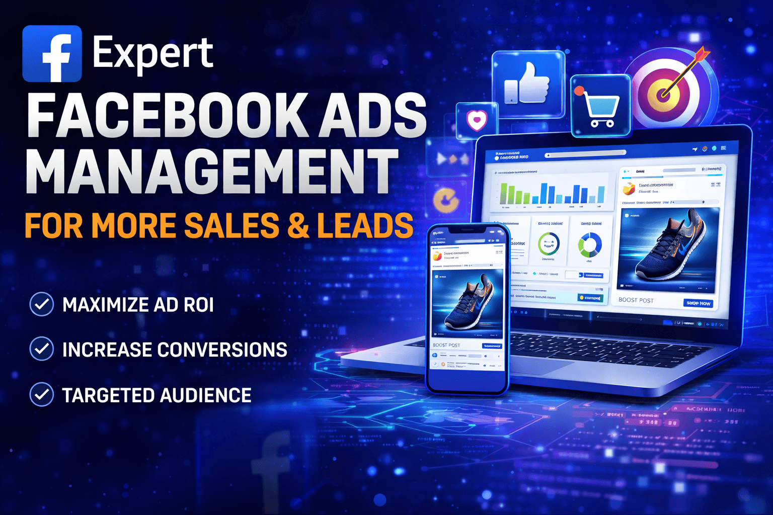 I will manage Facebook ads campaigns and boost sales leads