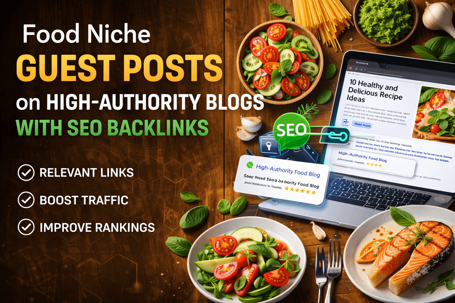 I will publish food niche guest posts on high DA blogs with SEO backlinks