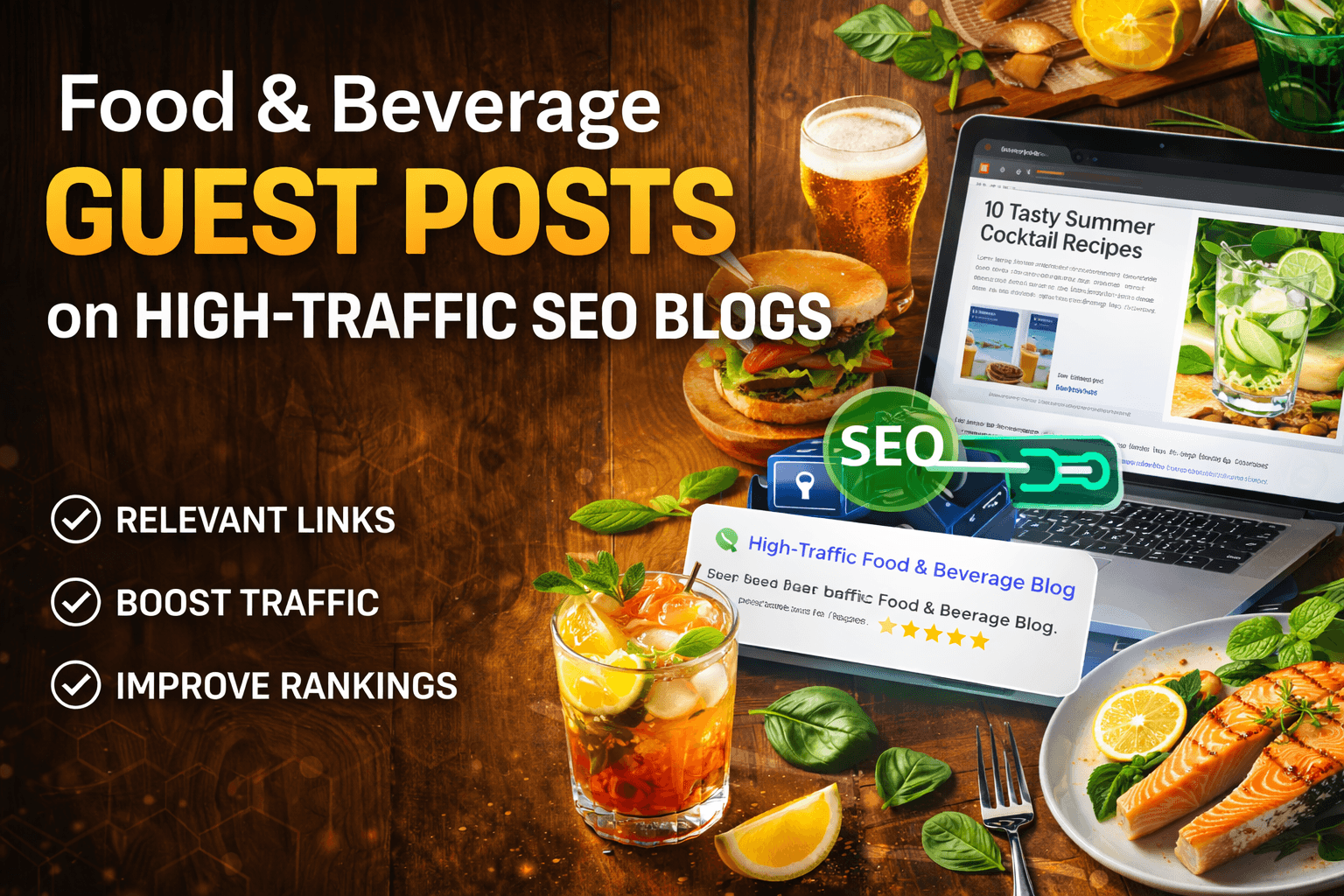 I will publish food beverage guest posts on high traffic SEO blogs