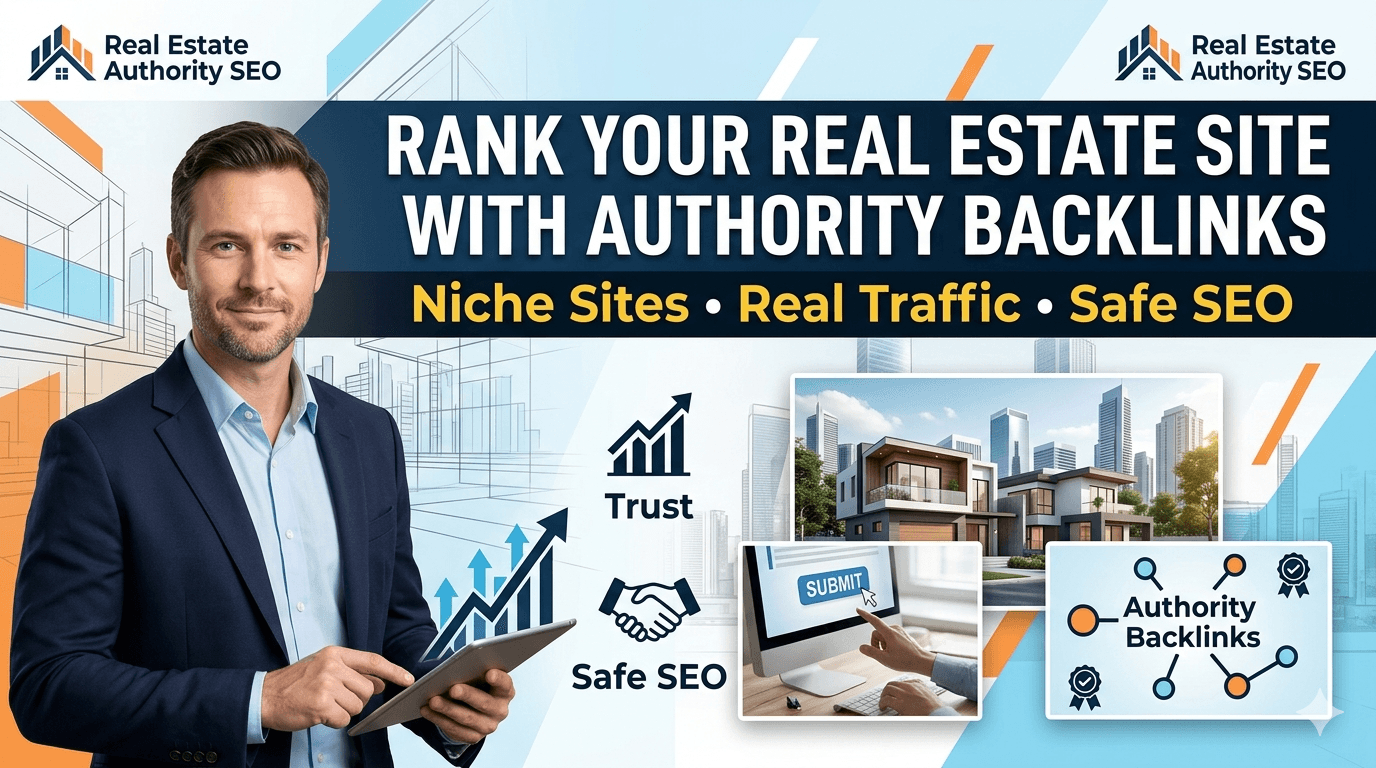 I will build real estate SEO backlinks on high authority niche sites