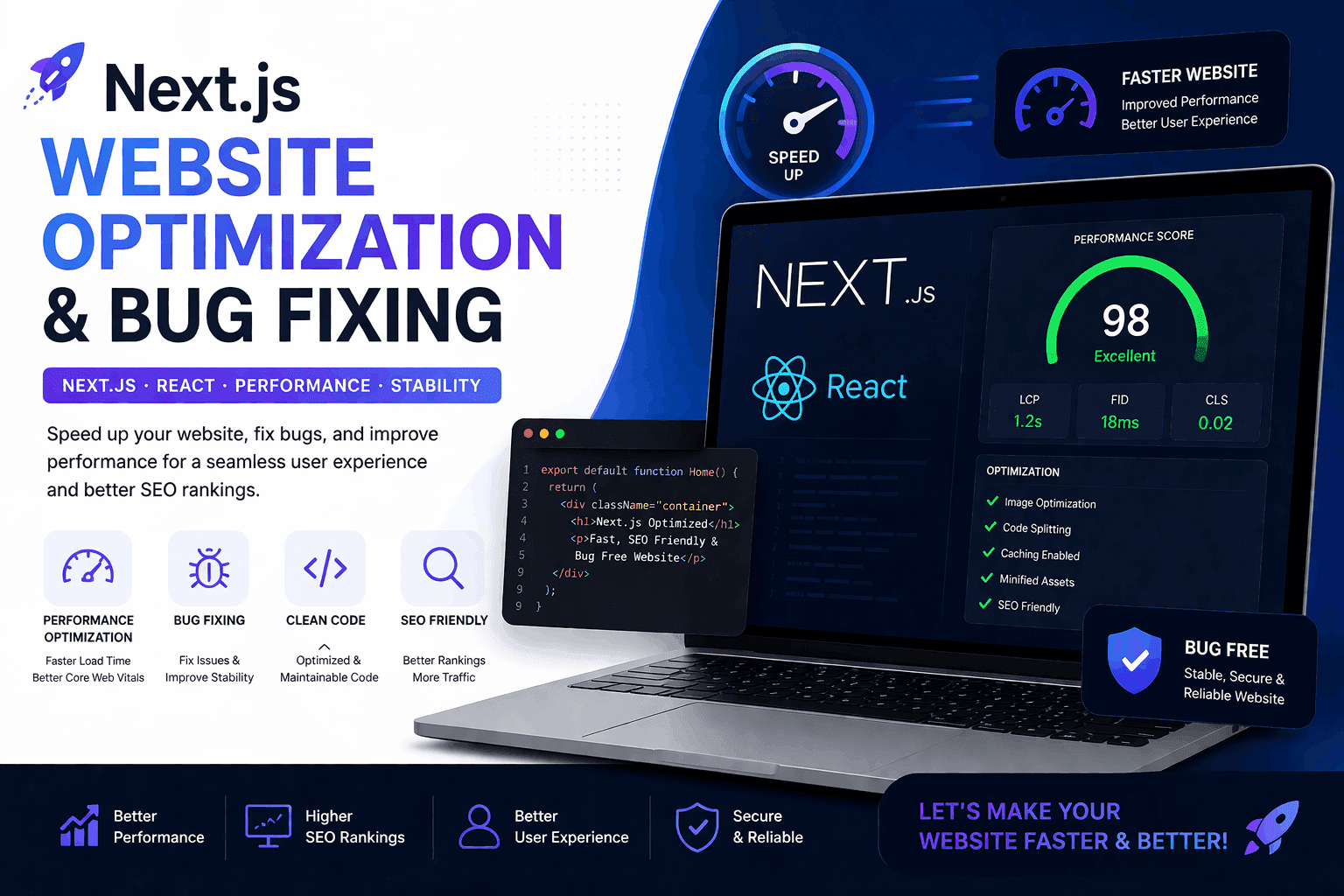 Next.js Website Optimization & Bug Fixing