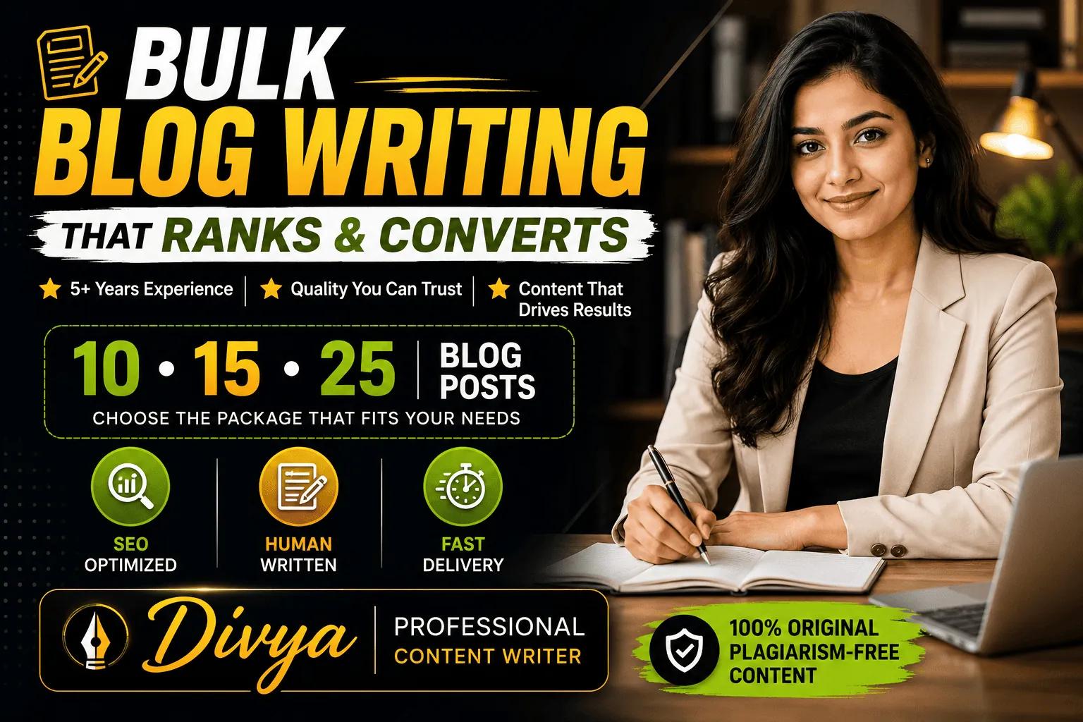I will write bulk SEO blog content for websites