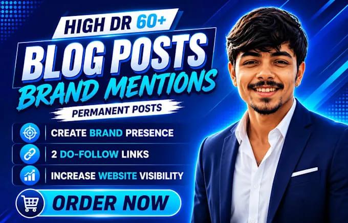 I will publish authority blog posts on DR 60 websites