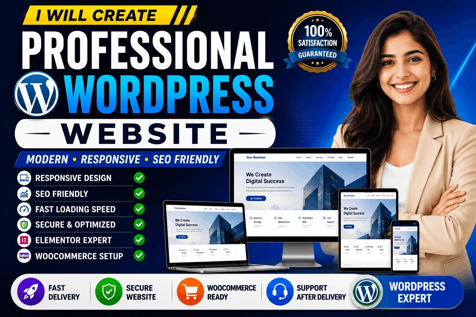 I will design a modern responsive WordPress website