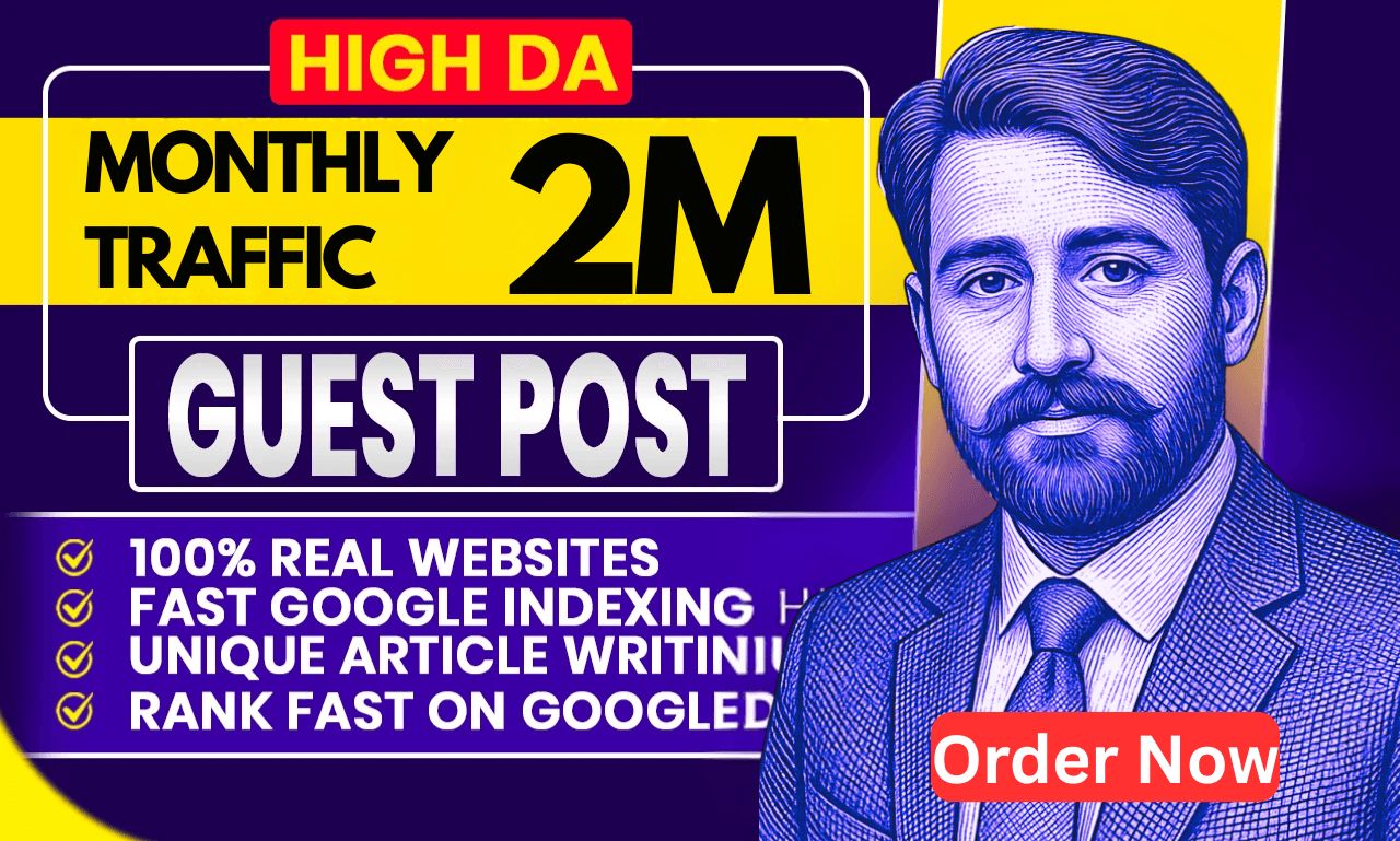 I will do high da guest post backlink with 0 spamming sites