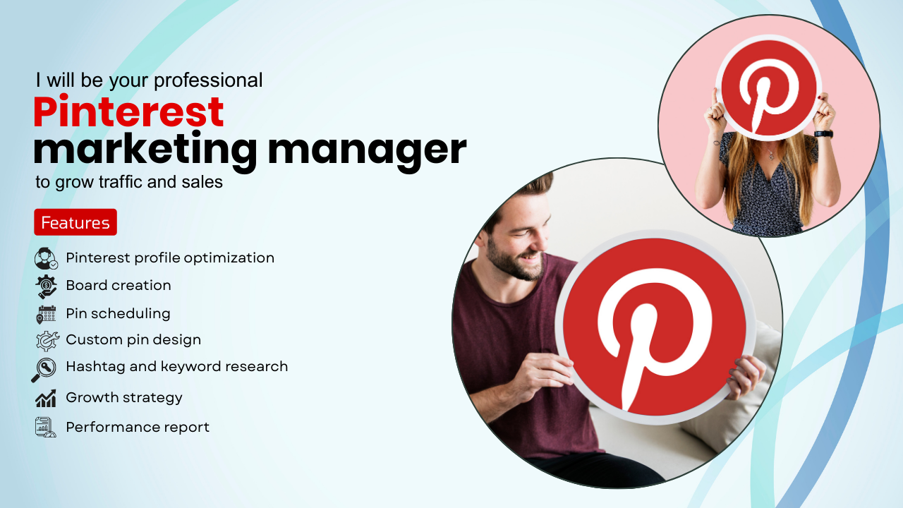 I will be your professional Pinterest marketing manager to grow traffic and sales