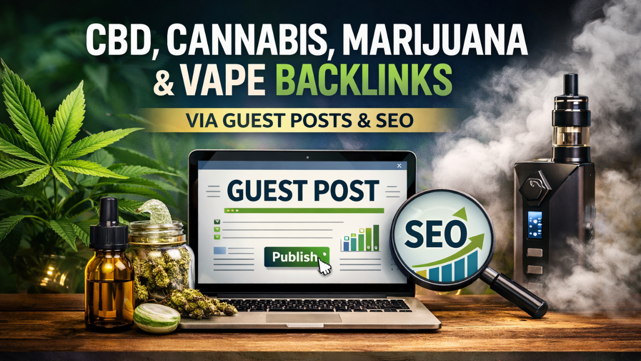 CBD, cannabis, marijuana, and vape backlinks via guest post and SEO