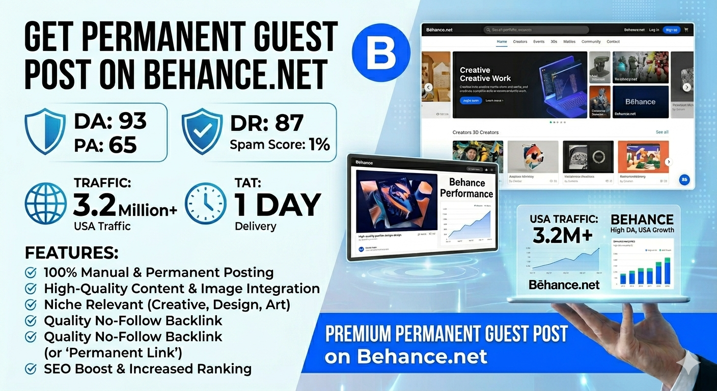 Get Permanent No-follow Guest Post at Behance.net (DA: 93, Traffic: 3.2 Million)