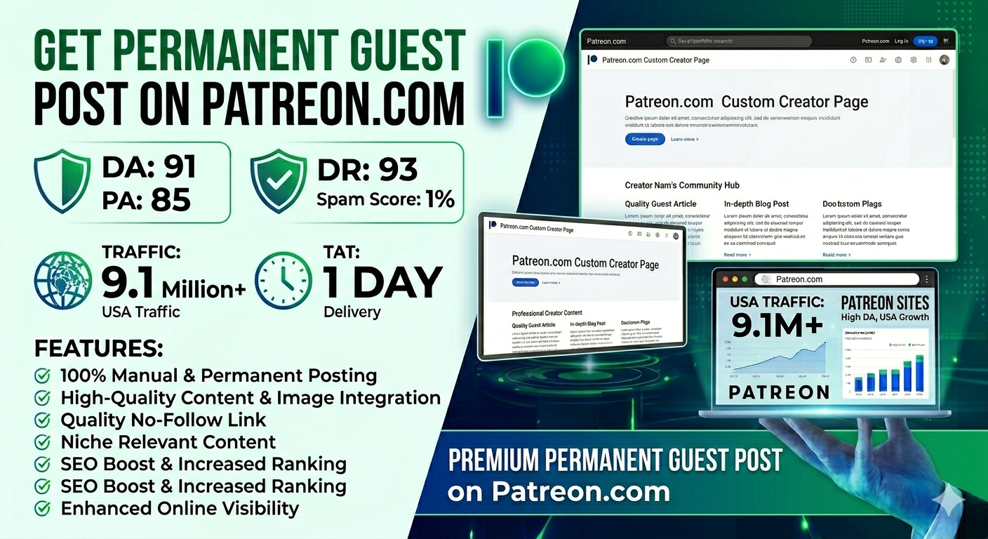 Get Permanent Guest Post on Patreon.com" (DA: 91, Traffic: 9.1 Million )