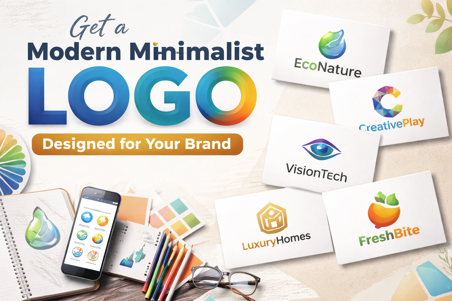 I will design a modern minimalist business logo for your brand